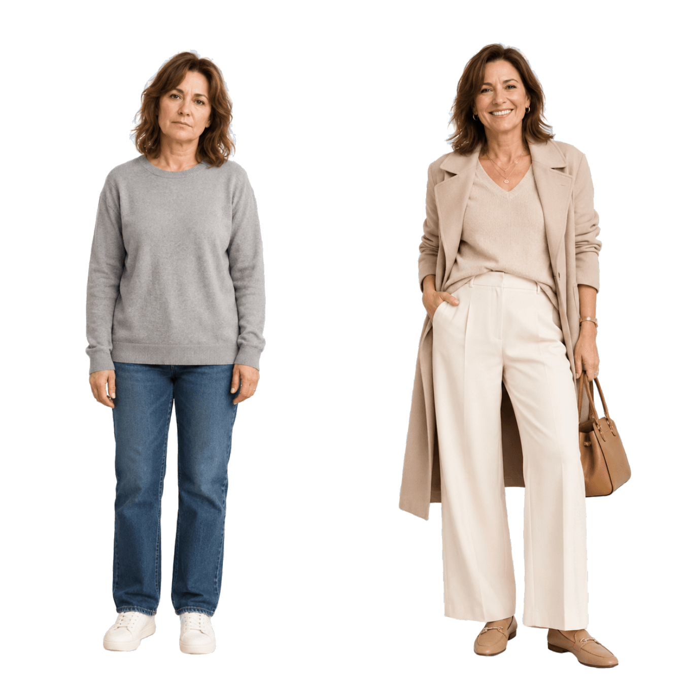 Before and after STILESSA outfit transformation